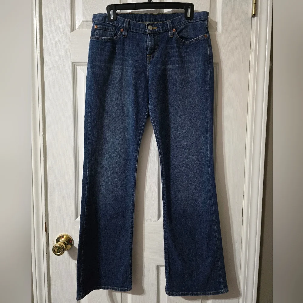 Y2K Lucky Brand Mid-Rise Flare Jeans, Medium-Dark Wash, Size 8, EUC!